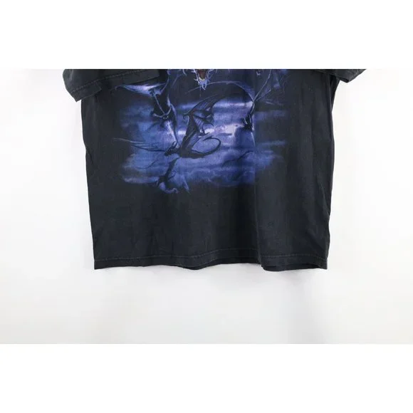 Vintage Streetwear Mens Size XL Faded Dragon Demon All Over Print T-Shirt Black - Picture 3 of 8